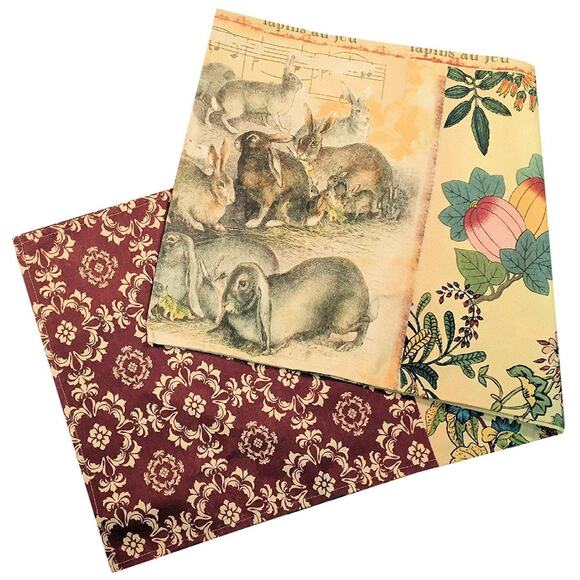 Bunnies Rabbit Field Day Table Runner 4 Seasons Indoor Outdoor Tan 13x72" NEW - Picture 3 of 6